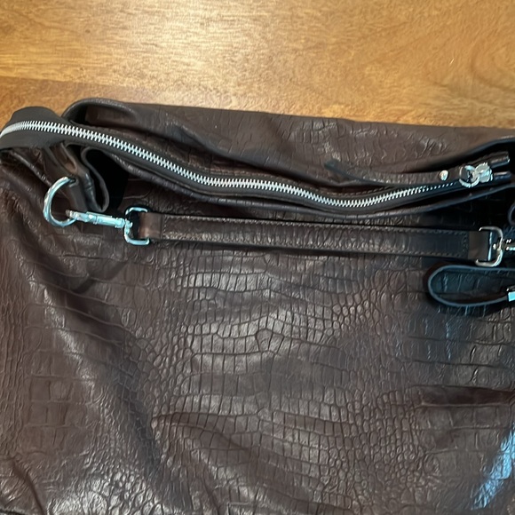 GIANNI CHIARINI Brown Croc Embossed Leather Hobo Handbag - Picture 4 of 14